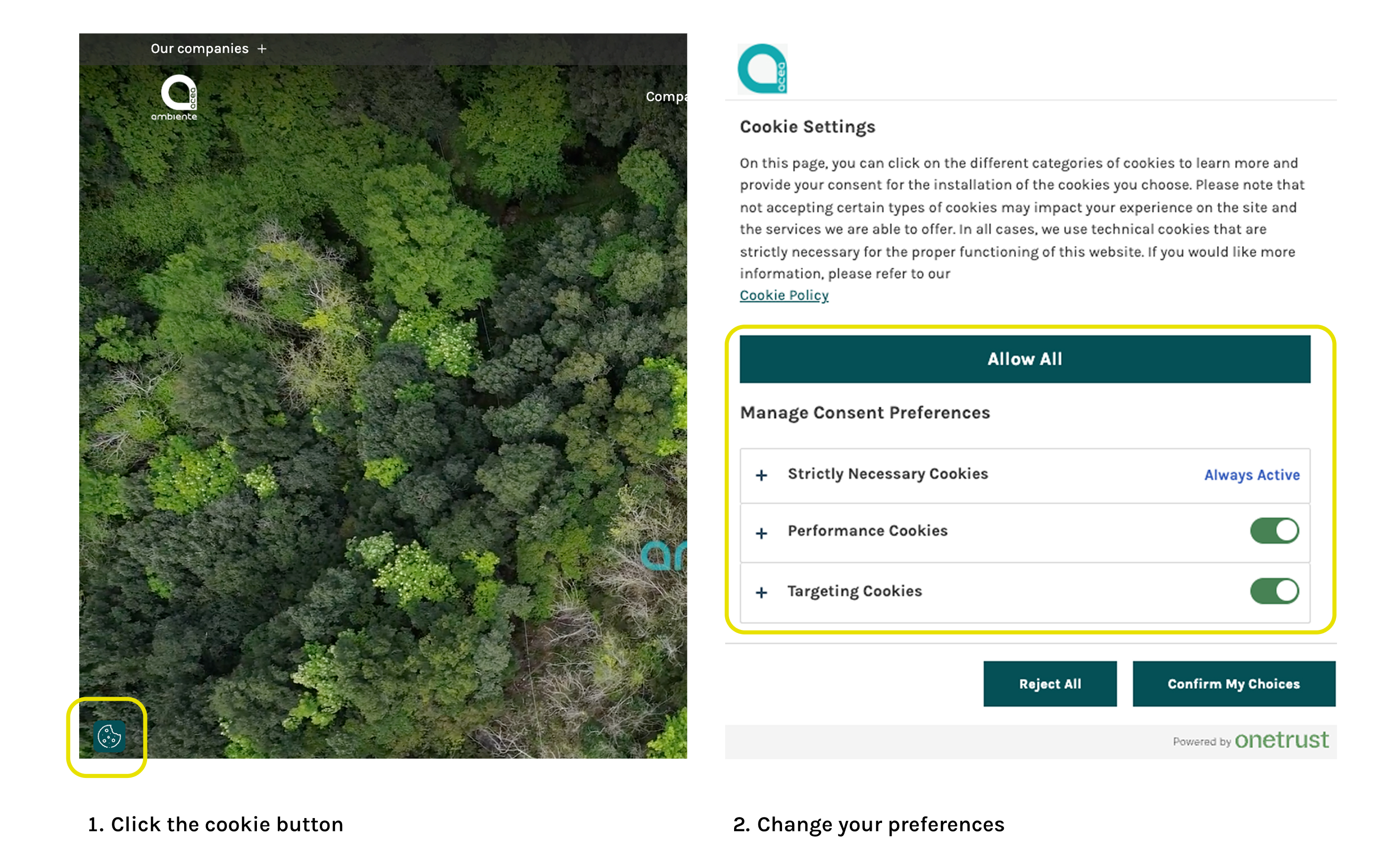 Tutorial cookie panel